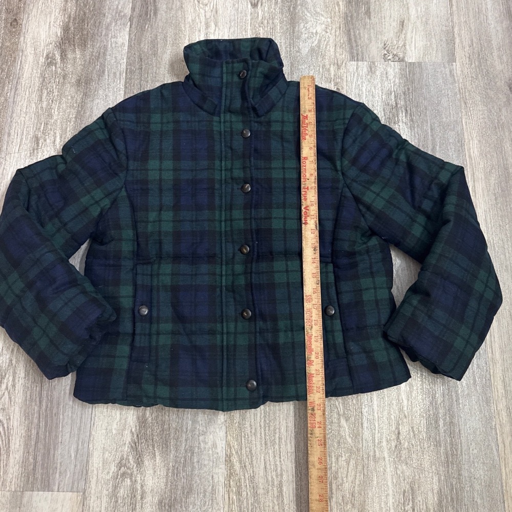 Sezane Java Puffer Navy Green Plaid Wool Blend Size 34FR US Small 2/4 - Picture 5 of 10